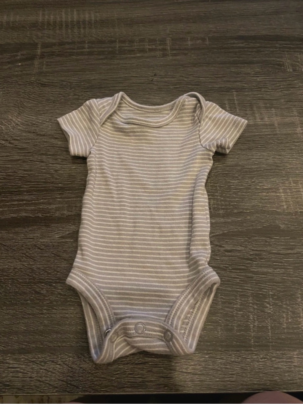 Grey Striped Baby One-Piece Bodysuit - Soft Cotton